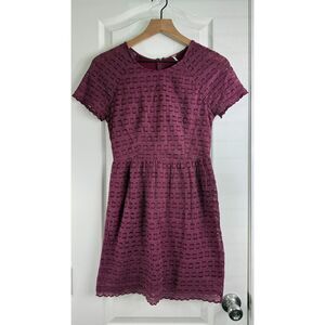 Free People Women's Burgundy Candy Lace Short Sleeve Dress Lined Size 2